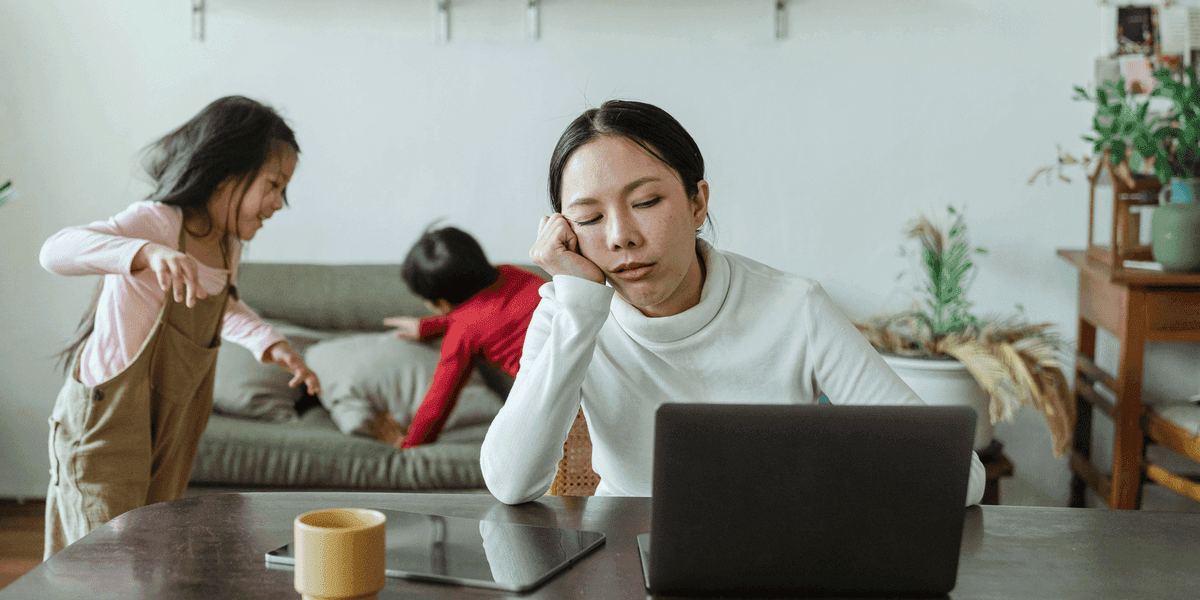 Busy parent and child studying with an AI tutor